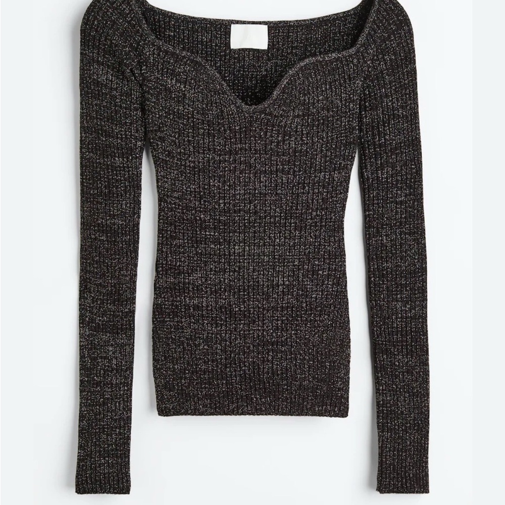 H&M Black Off-the-Shoulder Sweater Classic Knit